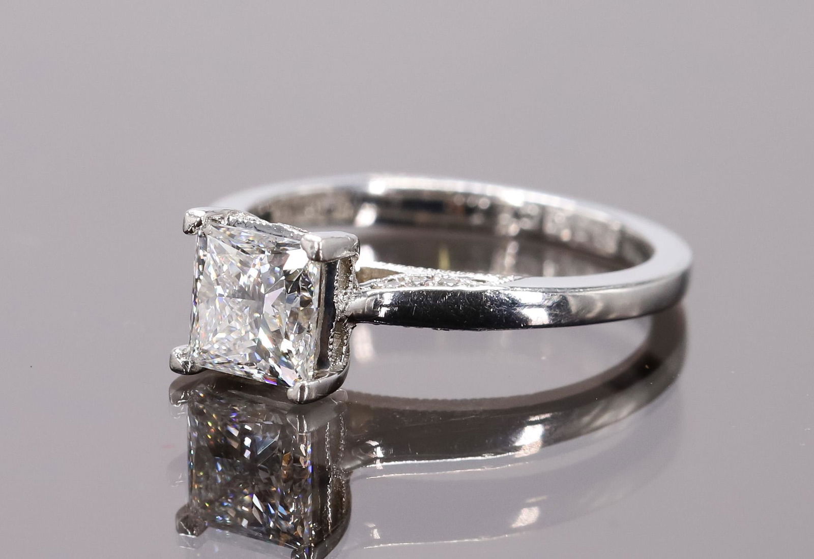 Platinum 1.00 Carat Princess Cut Solitaire Ring, GIA (1 of 11)