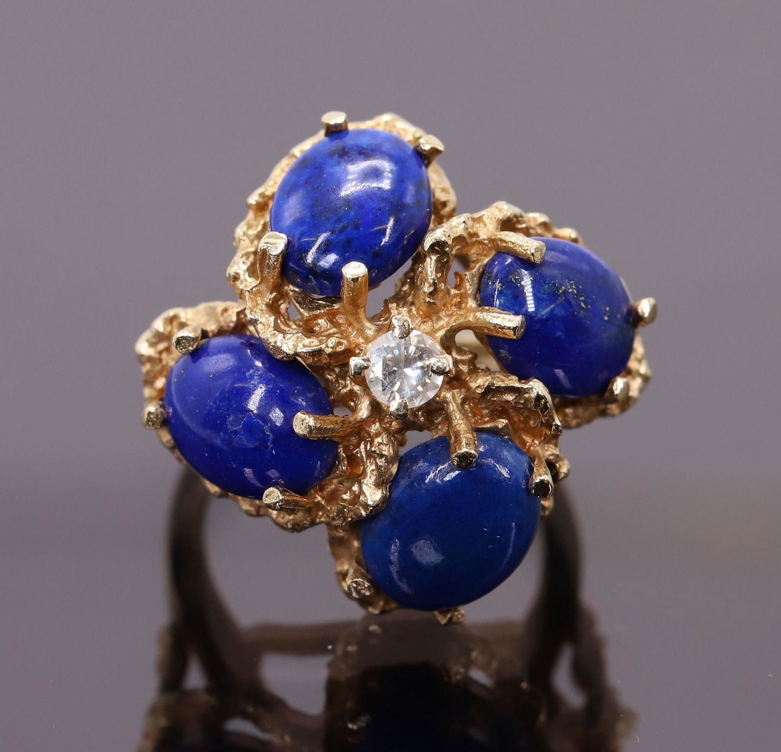 18k Lapis Lazuli and Diamond Ring (1 of 7)