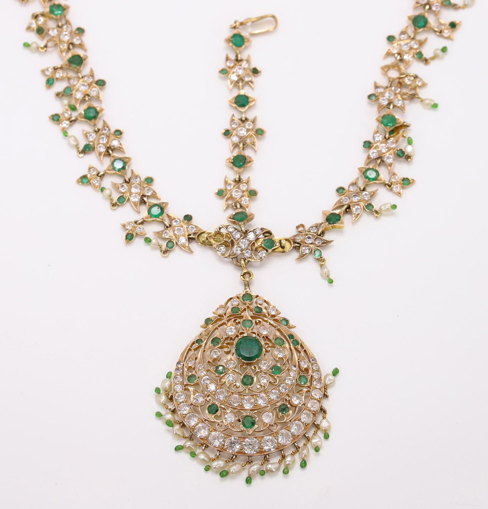 10k Gold Emerald and White Stone Necklace (1 of 11)