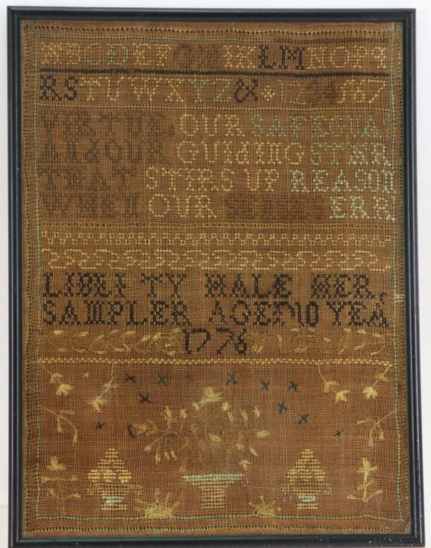 Alphabet and Verse Sampler by Liberty Hale, 1776 (1 of 6)