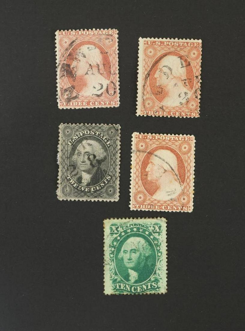 US Stamps #25, #26 (2), #35, #36; (1 of 1)