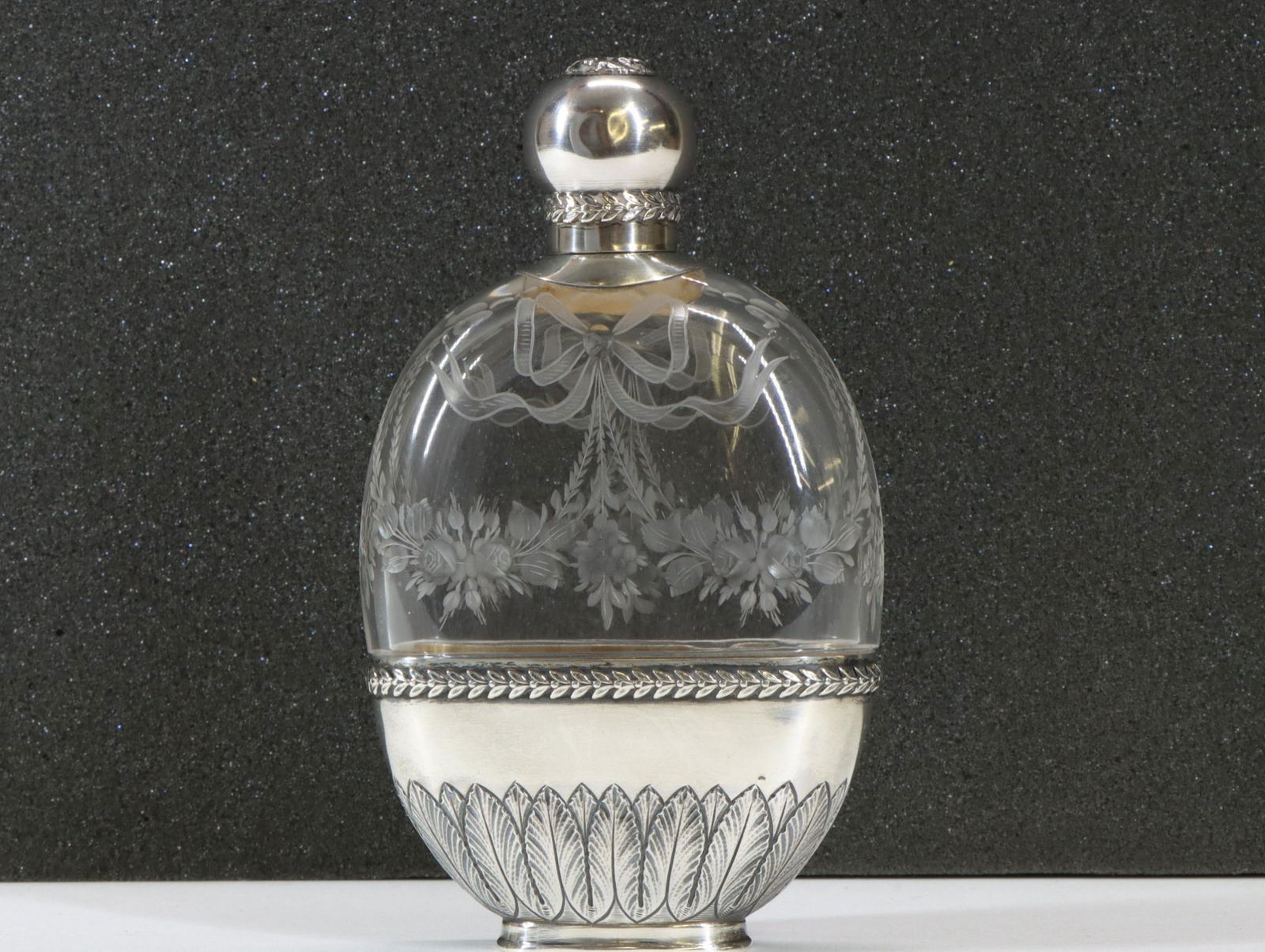 French 950 Silver and Etched Glass Perfume Bottle (1 of 6)