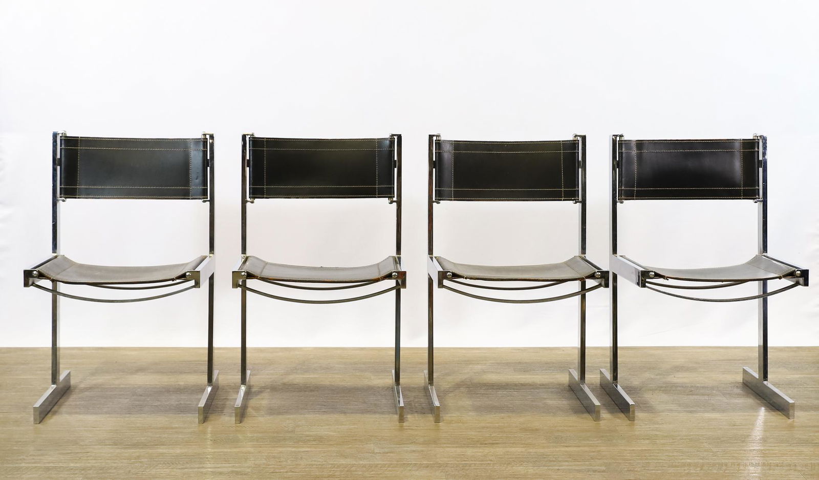 Merrow Associates Chrome and Leather Sled Chairs (1 of 14)