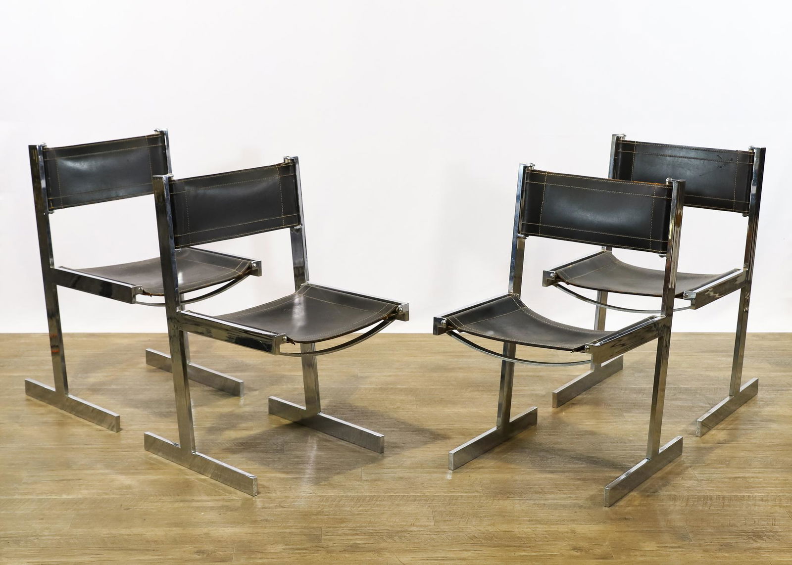 Merrow Associates Chrome and Leather Sled Chairs (1 of 16)
