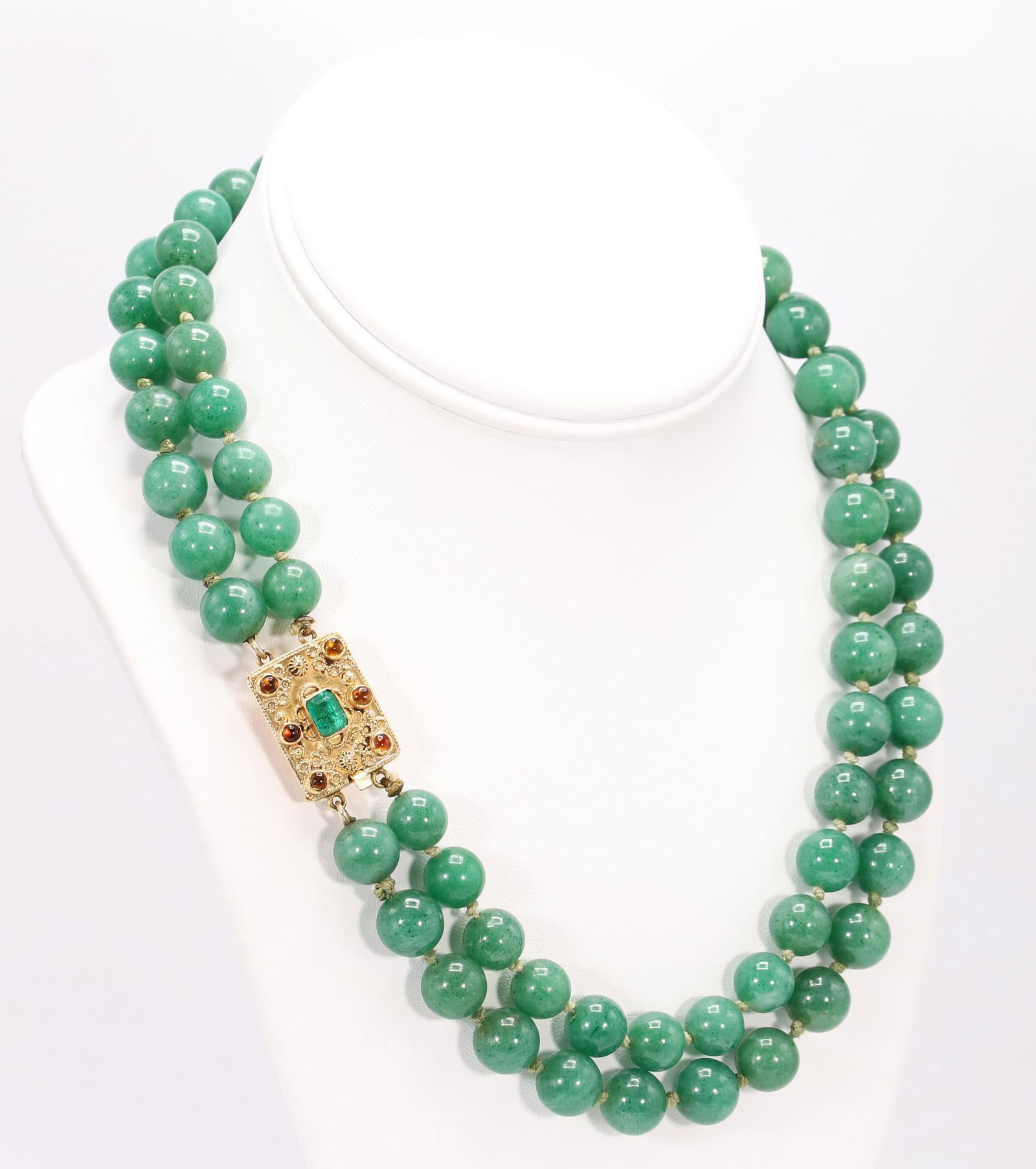 18k YG Jade and Emerald Necklace (1 of 8)