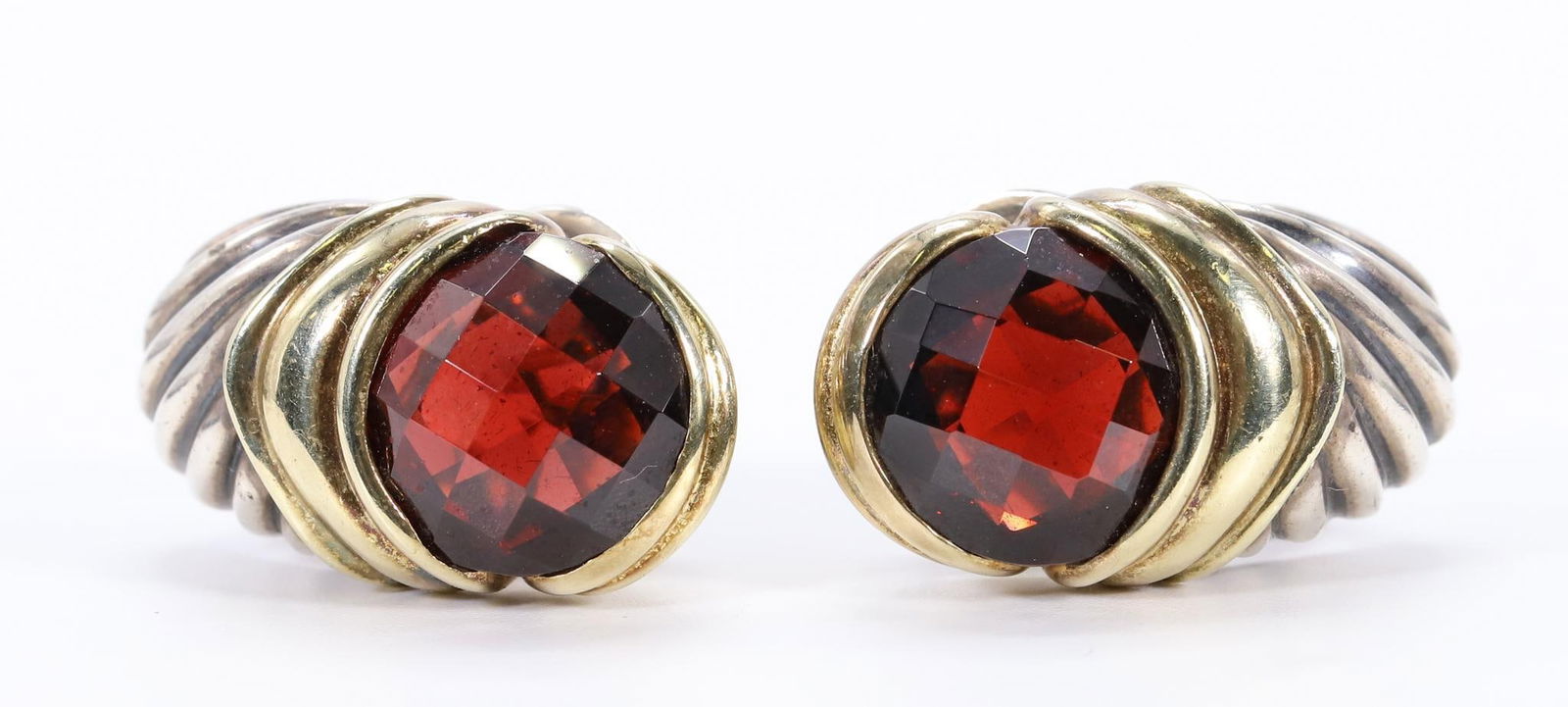 14k Sterling Silver and Garnet David Yurman Earrings (1 of 4)