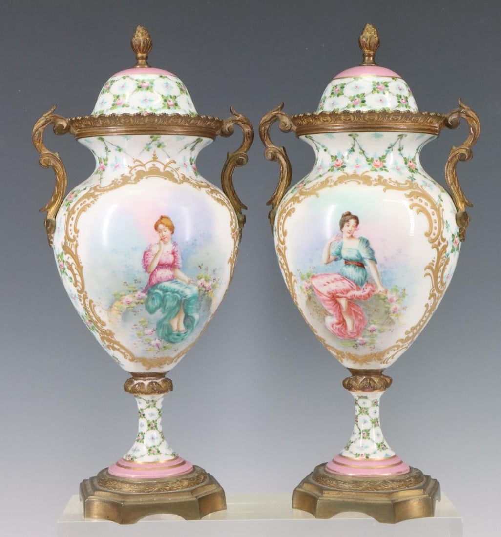 Sevres Porcelain Garniture Urns (1 of 13)