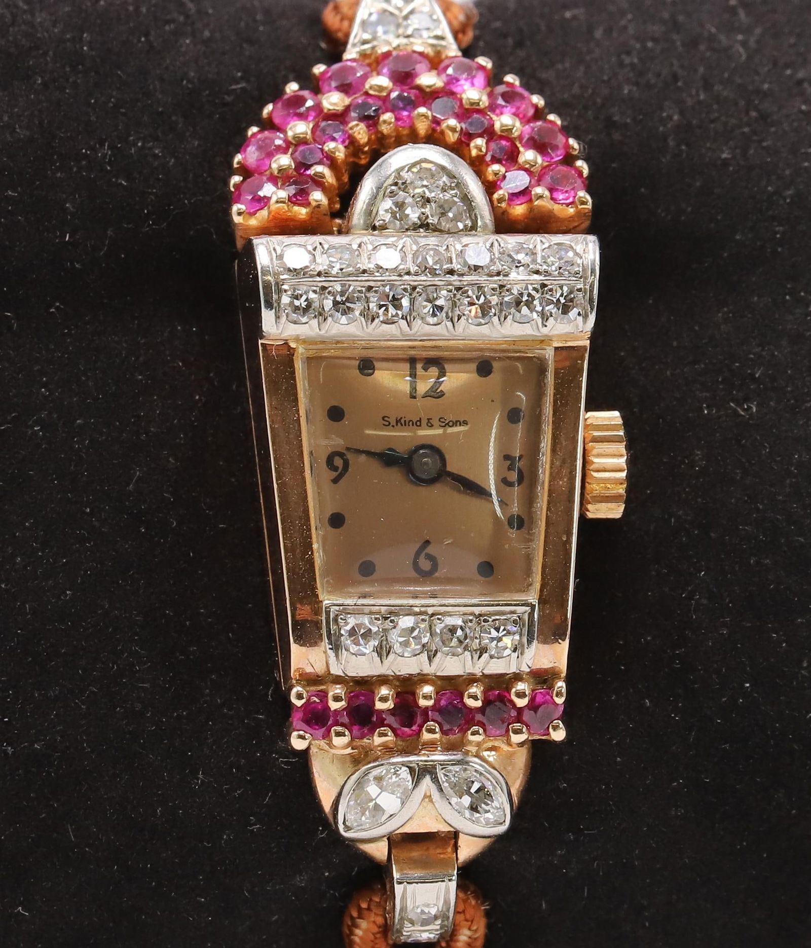 S. Kind & Sons 14k RG Diamond and Ruby Wristwatch (1 of 8)