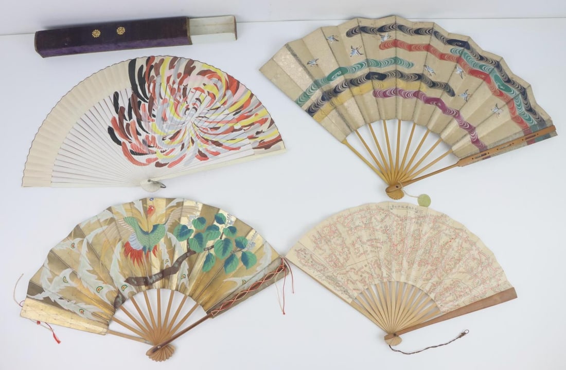 Hand Painted & Japanese Railway Map Fans (1 of 10)