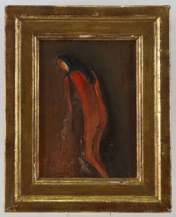 Ralph M. Rosenborg (1913 - 1992): Oil on board, SLL. Figural abstract. 9"h x 6.5"w and 13"h x 10.5"w framed