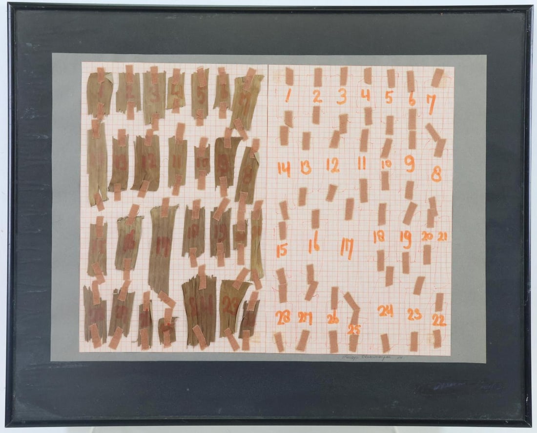 Merapi Obermayer (b. 1945): Mixed media, pencil signed and dated '84. 12" x 16.5"w sight and 16"h x 20"w framed