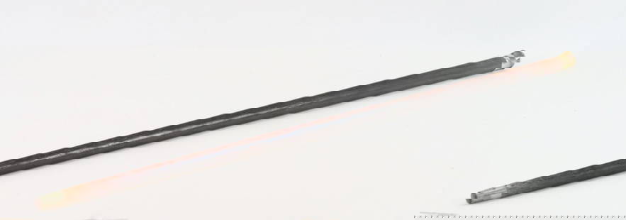 Relic Cane Made From Wood From Battle of Chapultepec-1847: Cane featuring metal cap with rounded top and eight side faces with text reading "Presented to ____________from You Brother Bob" (top) and "This Cane Made From the Ramparts Taken at Chapultepec Septem