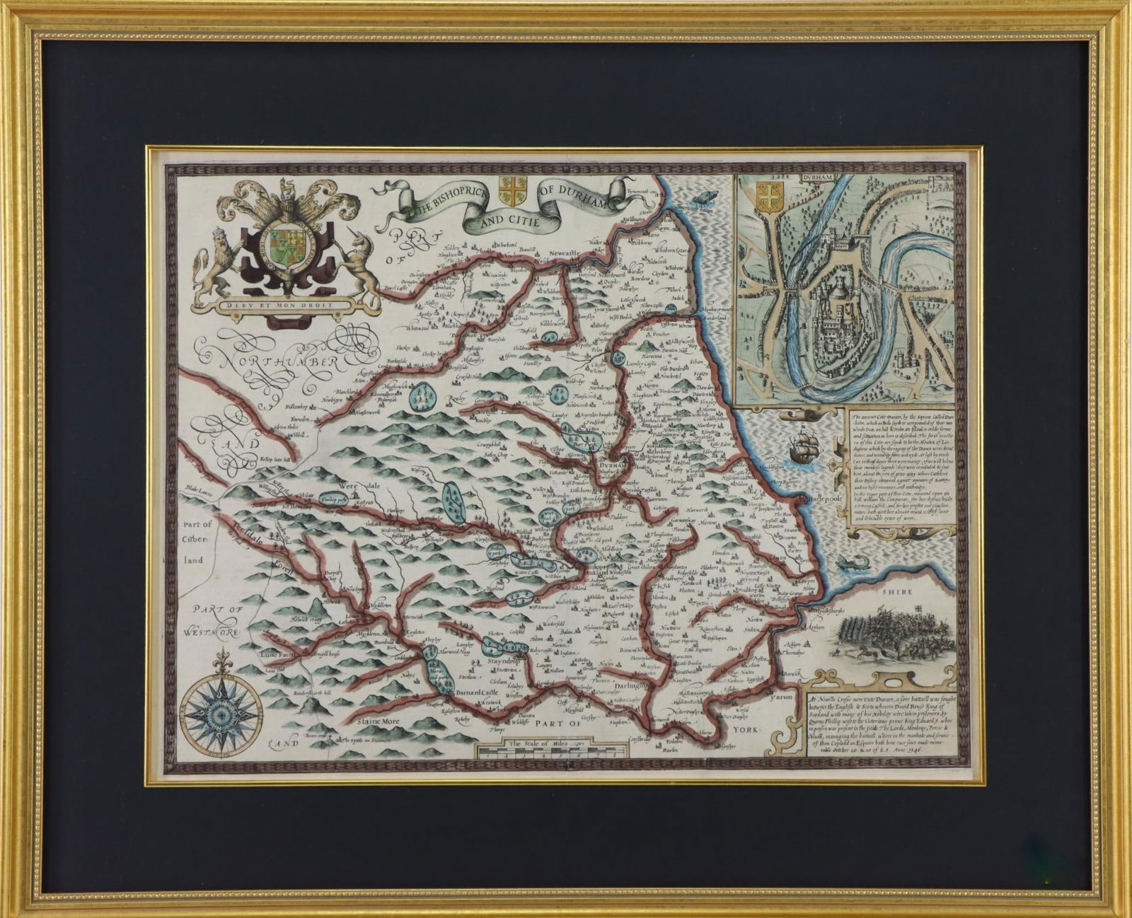 Map Showing Durham-John Speed-Early 17th Century (1 of 9)