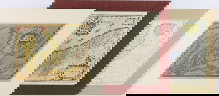 Collection of Early Maps-European: Collection of early European maps including; 1.) Map titled "Huntingdonshire" (England) by Robert Morden, circa 1695. . Matted sheet measures 14'5" x 16.5" (sight) and is housed in matt measuring 19.5