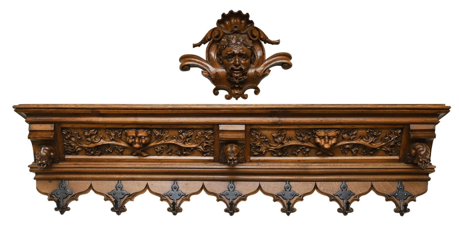 Carved Oak Wall Rack and Figural Plaque (1 of 10)