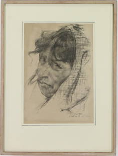 Nicolai Ivanovich Fechin (1881 - 1955): Lithograph, "la Abuela", pencil signed lower right. Portrait of a matriarch. 15.25"h x 10.5"w and 23.5"h x 17.5"w framed