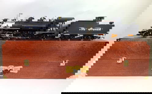 Denver & Rio Grande Steam Engine: Aster/LGB G gauge 2-8-2 K-28 Rio Grande steam engine and tender #20831. Includes wooden display box and numbered 29/500. Includes shipping box