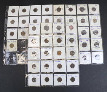 CIVIL WAR TOKENS: Patriotics and store cards, 53 coins