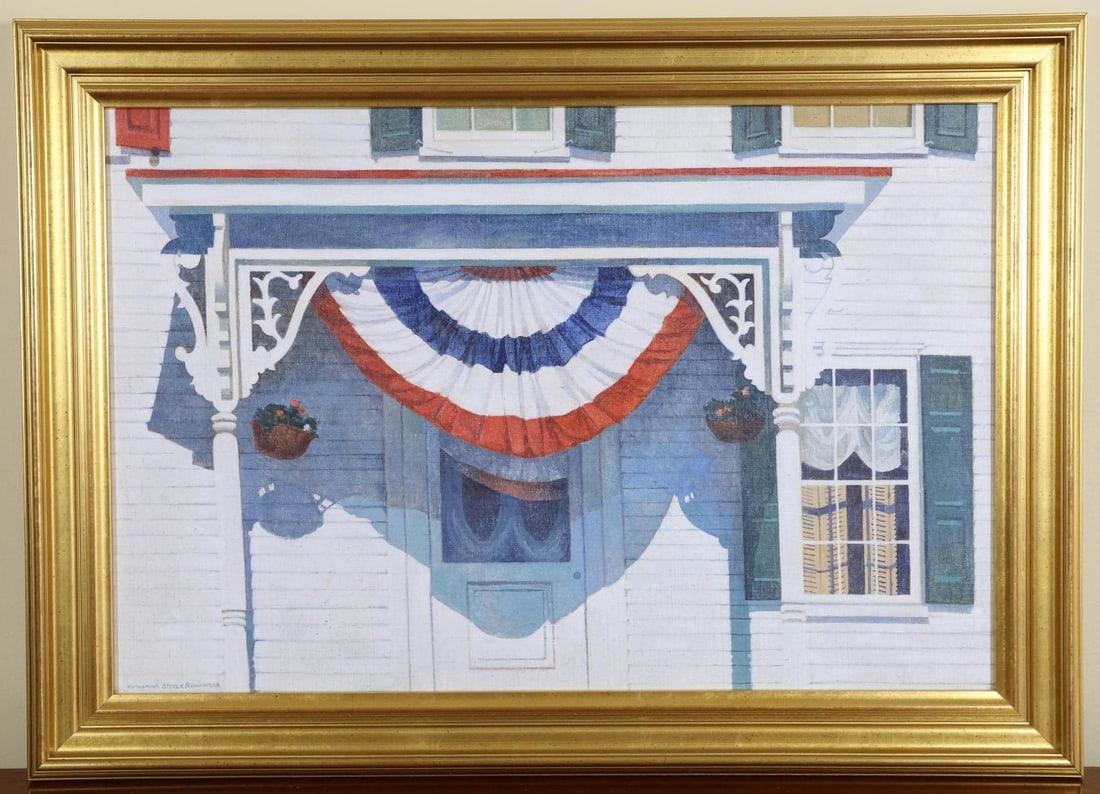 Katherine Steele Renninger, Pennsylvania 1925-2005: "Memorial Day" Casein on panel, 16"x24", SLL, Provenance, Mickelson Gallery and Bianco Gallery. 15.25”h x23.2”w sight and 20”hx28”w framed. Bedroom 2 (Upstairs)
