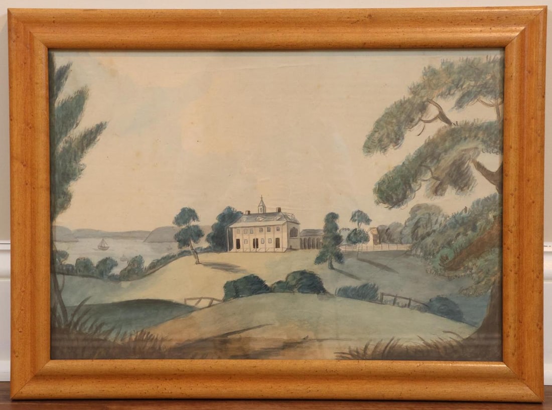 19c Watercolor Landscape of Mount Vernon (1 of 3)
