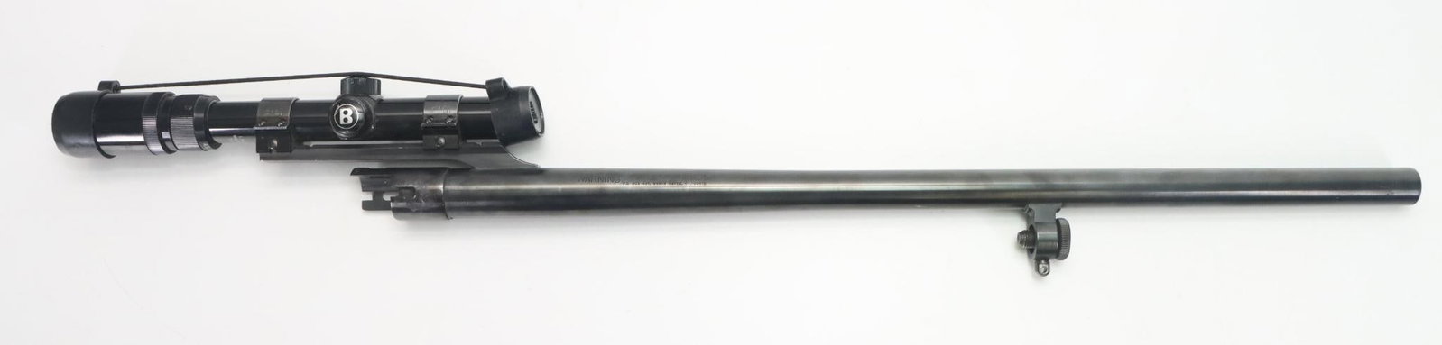 Mossberg 500 Scoped Rifled Slugster Shotgun Barrel Only: 12Ga, 24" bbl, 3" chamber, good Rifled bore, 99% blue finish shows only light handling with factory cantilever scope mount and Bushnell 1.5-4.5x21 extended eye relief scope with duplex reticle and cle