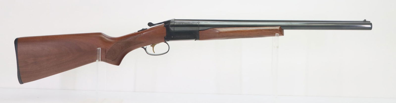 E R Amantino Stoeger Coach Gun SxS Shotgun: 12Ga. 3" chambers, Imp/Imp chokes, 20" bbl, SN A320525-22. 99% blue finish shows only very light handling, good bores, checkered wood stock and forearm show average handling with shallow dents and nic
