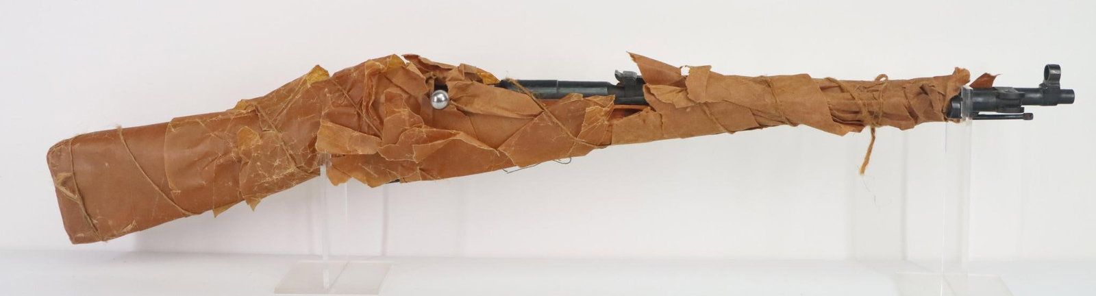 Soviet Izhevsk/CAI 1944 Carbine Bolt Action Rifle: 7.62x54R, 20 3/8" bbl, SN GL1345. 99% blue finish shows only light handling, good bore, ringed post front sight, breech marked with hammer and sickle in wreath with triangle and arrow (Izhevsk arsenal