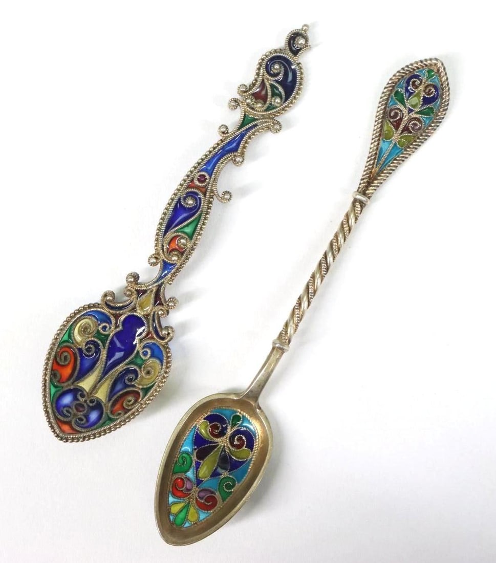 Austro-Hungarian and German Plique a Jour Silver Spoons (1 of 15)