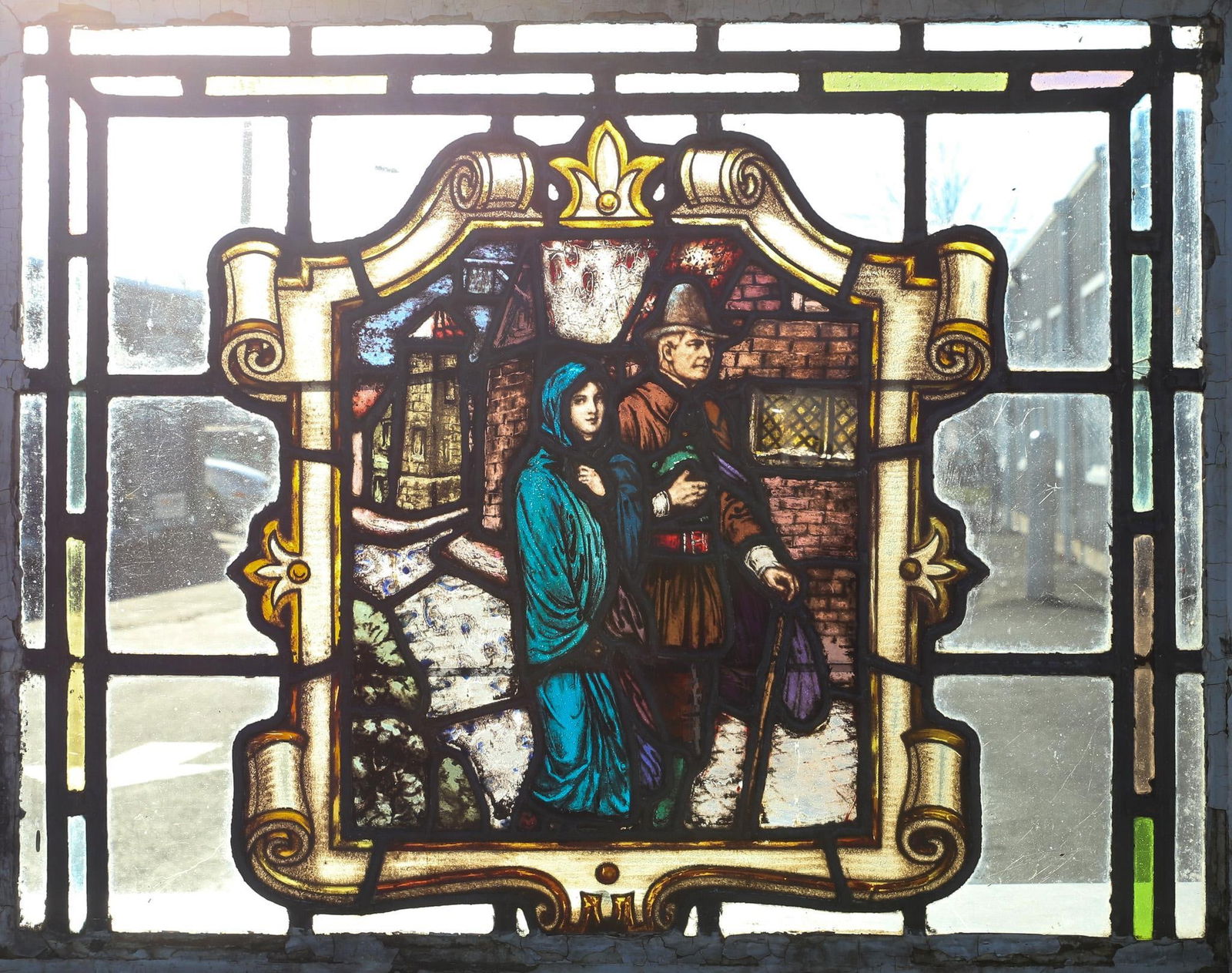Stained Glass Window with a Puritan Couple (1 of 7)