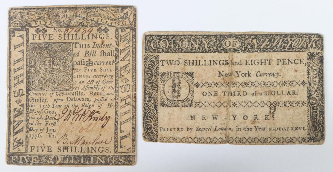 One Third Dollar New York Colonial Currency Note & Five Shillings Delaware Colonial Currency Note-17 (1 of 8)