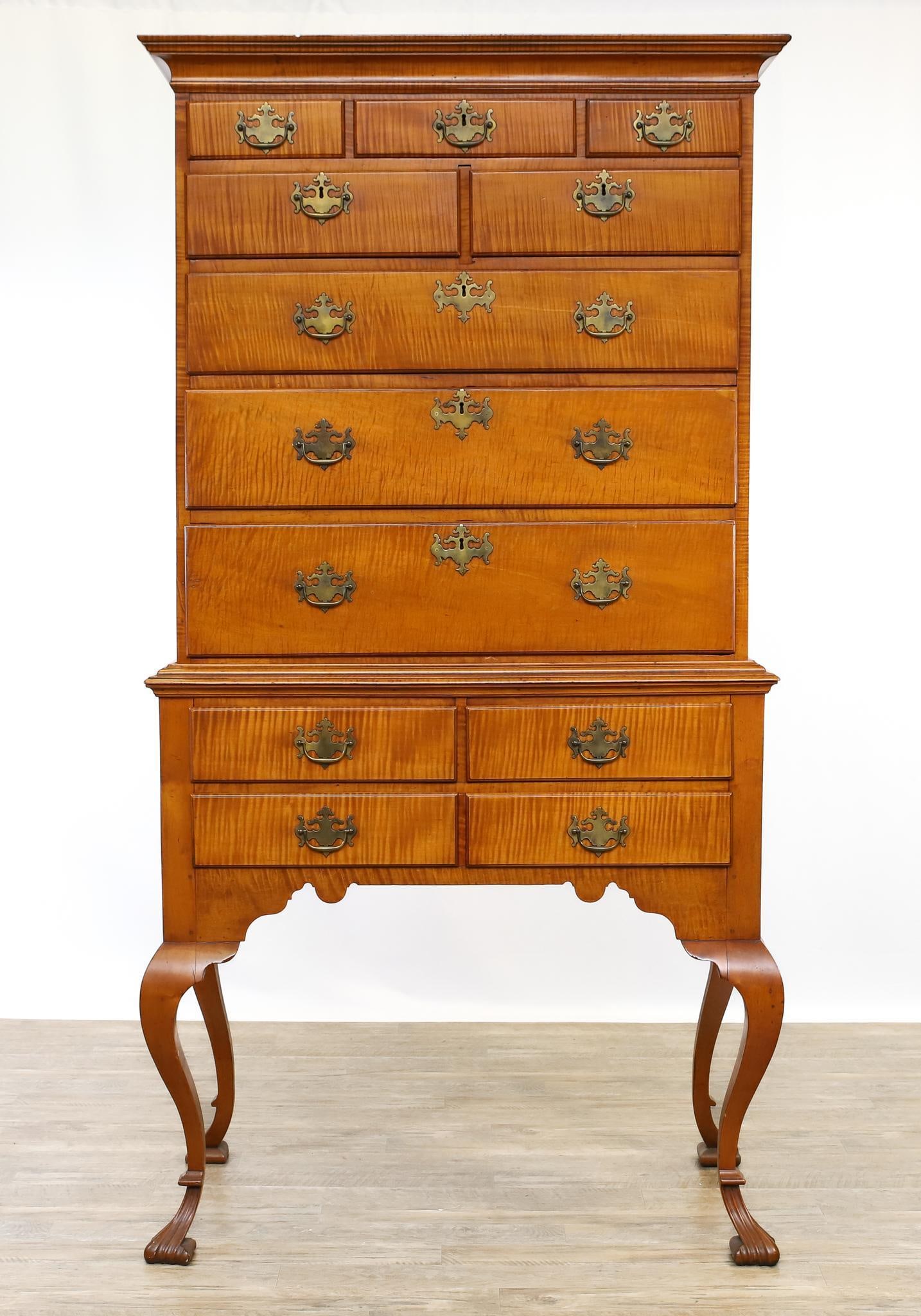 Queen Anne Tiger Maple Highboy (1 of 18)