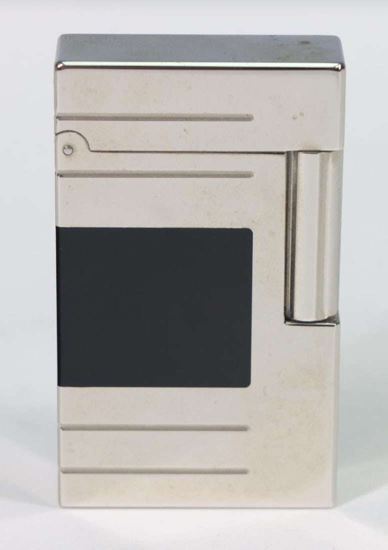 S.T. Dupont Abstraction(s) Lighter: S.T. Dupont Abstraction(s) limited edition chrome finished and black lacquered line 2 lighter, no. 935/2500. No box.