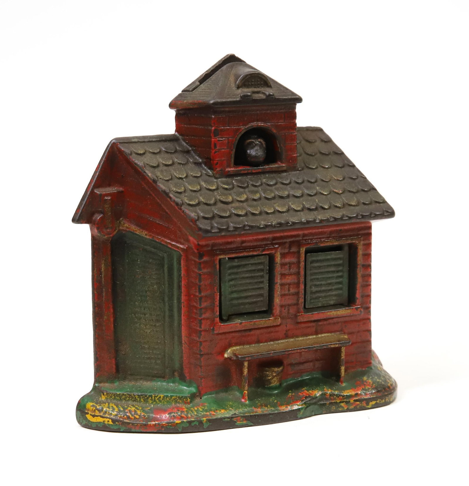 Kyser & Rex "Zoo" Mechanical Bank: Kyser & Rex, Philadelphia, "Zoo" cast iron mechanical bank, with monkey, bear and lion, signs of over paint, in working order, 4.25"h x 4.25"w base.