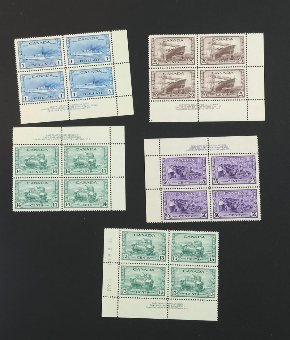 Worldwide Stamps, Canada #258 - #262 Plate Blocks (1 of 1)
