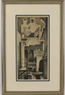 Benton Murdoch Spruance (1904 - 1967): Lithograph, "Shells of the Living", SLR and numbered 2/28. 16"h x 8"w sight and 23.5"h x 15.5"w framed