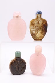 Rose Quartz and Tigers Eye Snuff Bottles