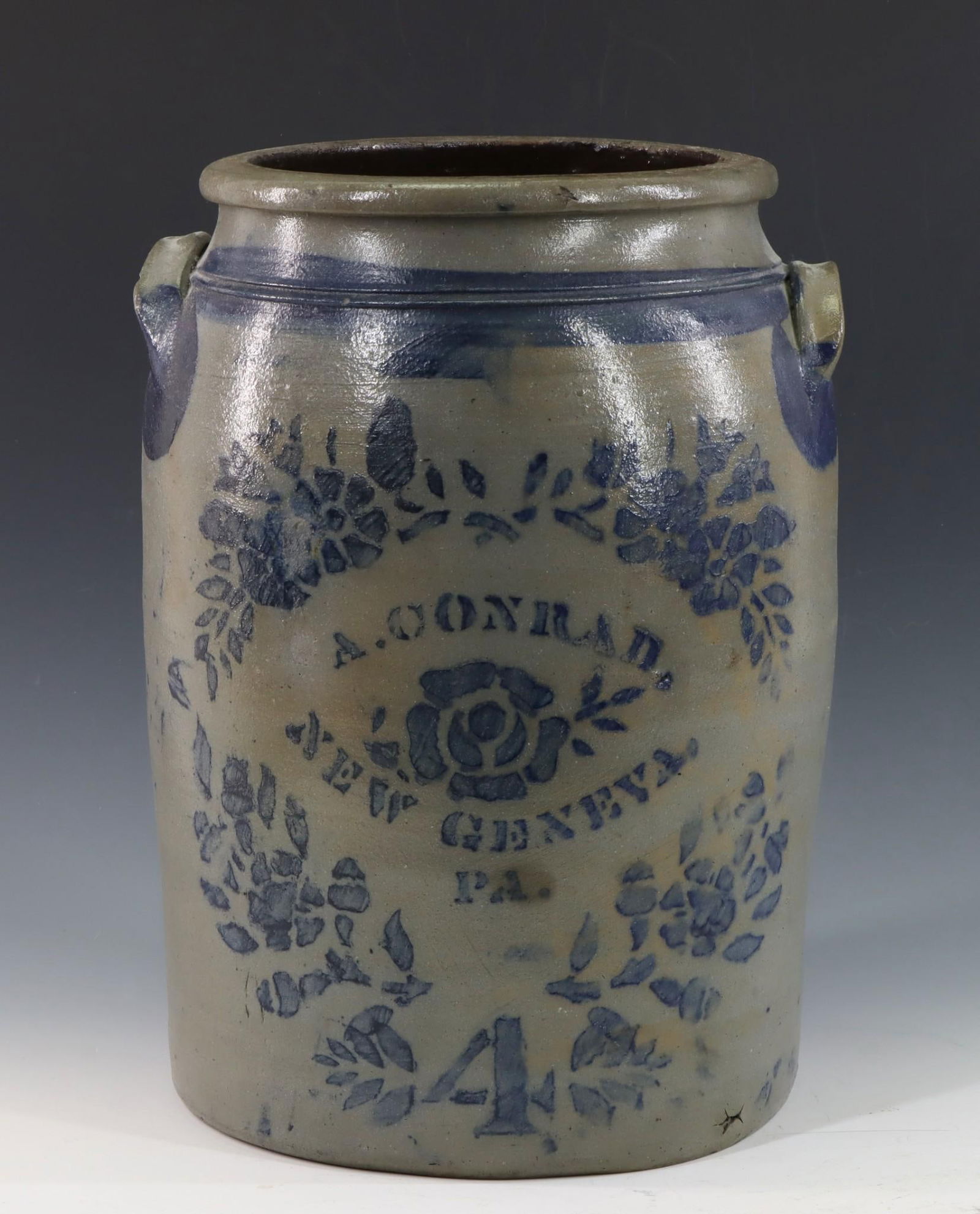 A. Conrad Cobalt Decorated Stoneware Jar (1 of 9)