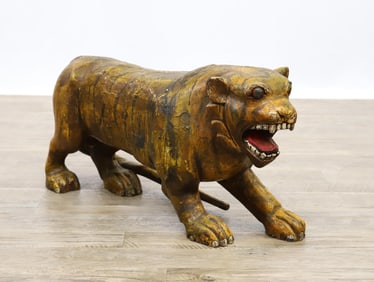 Southeast Asian Carved Wooden Tiger