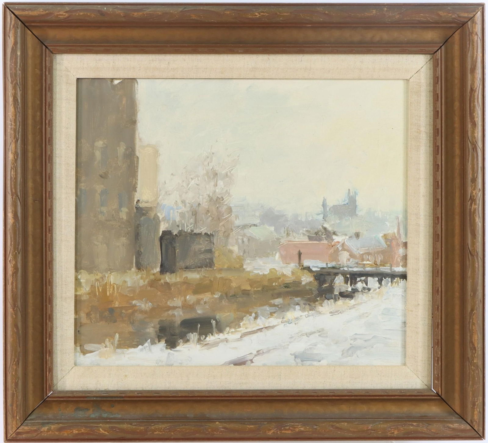 Stuart Shils (Born 1954): Oil on board, SLL. Impressionist winter landscape. 12"h x 14" and 17.5"h x 19.5