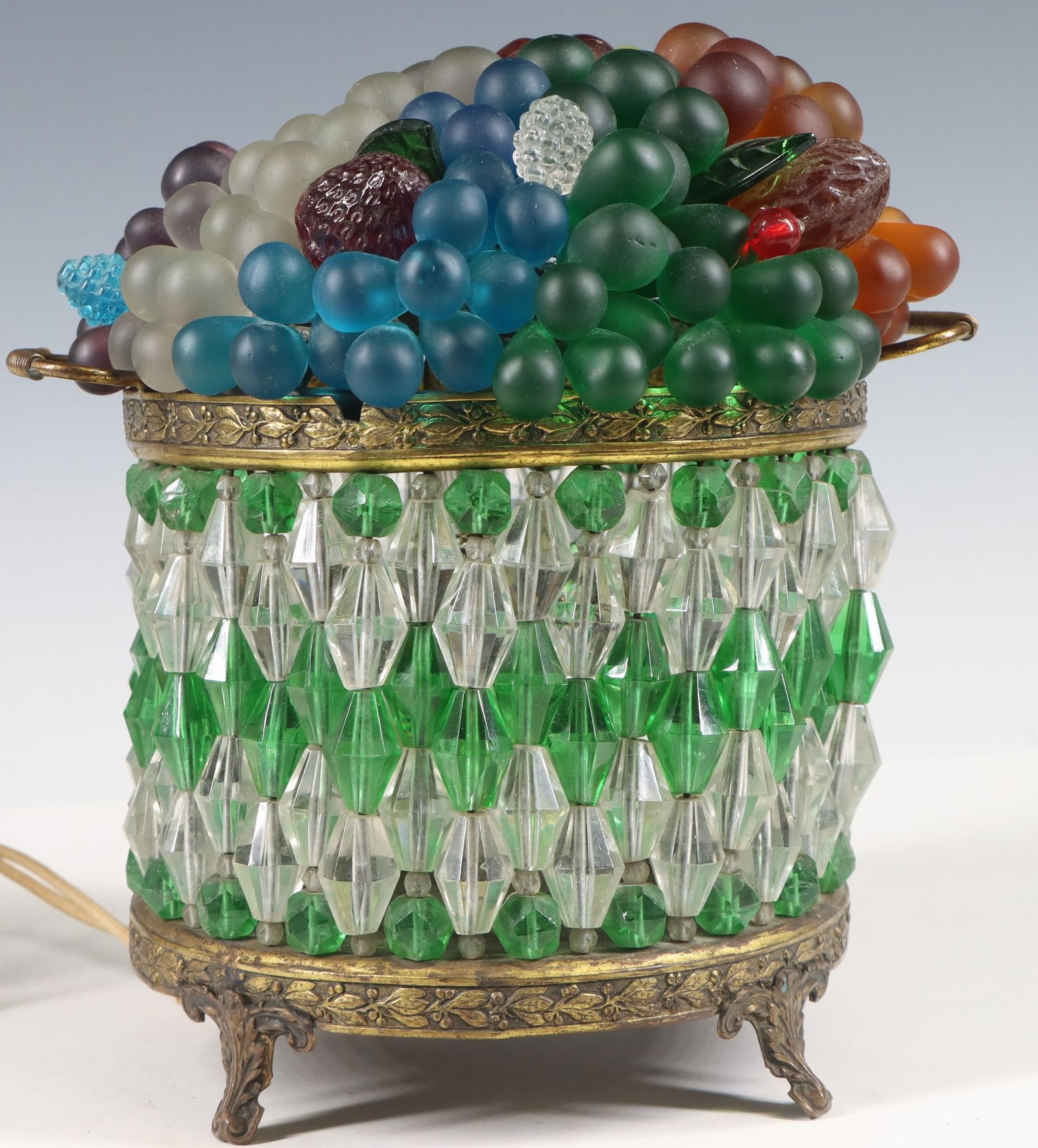 Czech Beaded Glass Fruit Basket Lamp (1 of 6)
