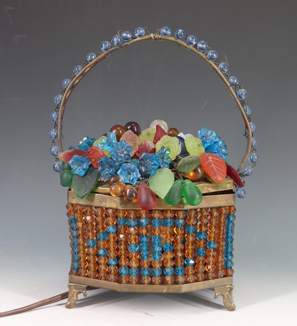 Czech Beaded Glass Fruit Basket Lamp (1 of 11)