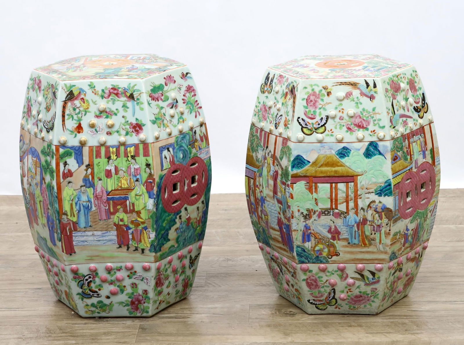 Chinese Famille Rose Garden Stools (1 of 6)