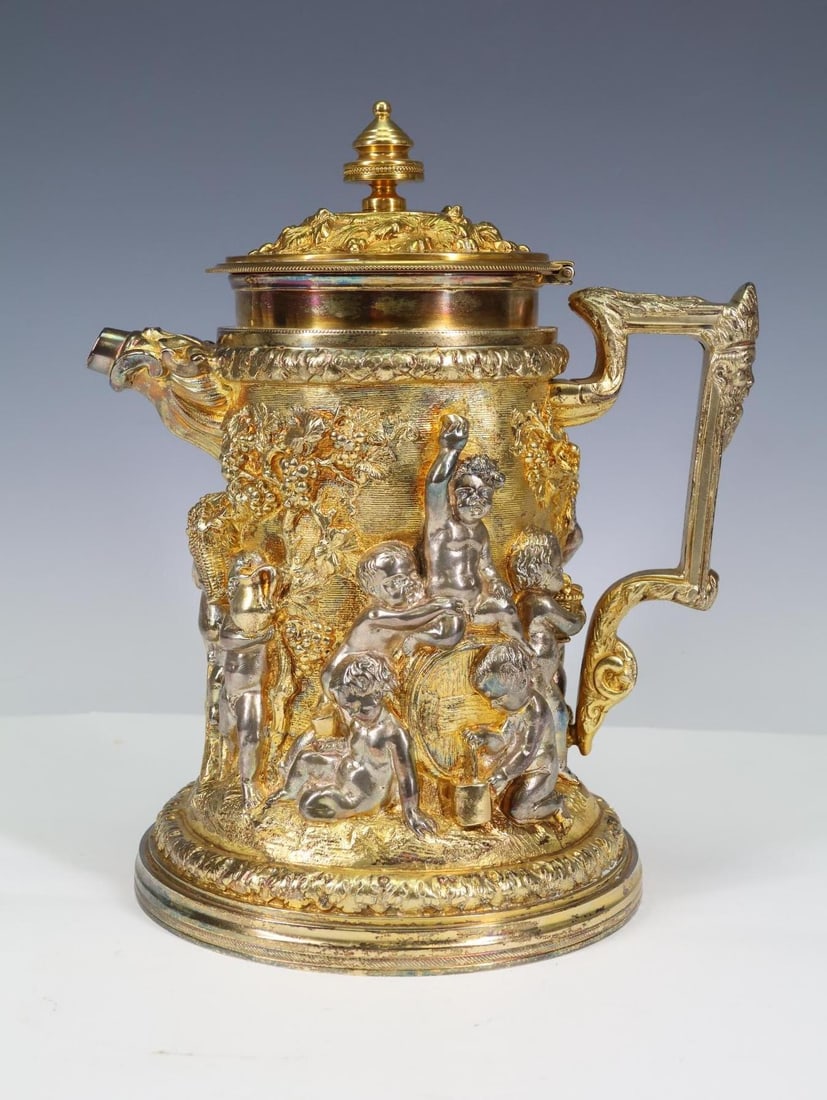 19th c. Parcel Gilt Silver Plated Flagon (1 of 13)