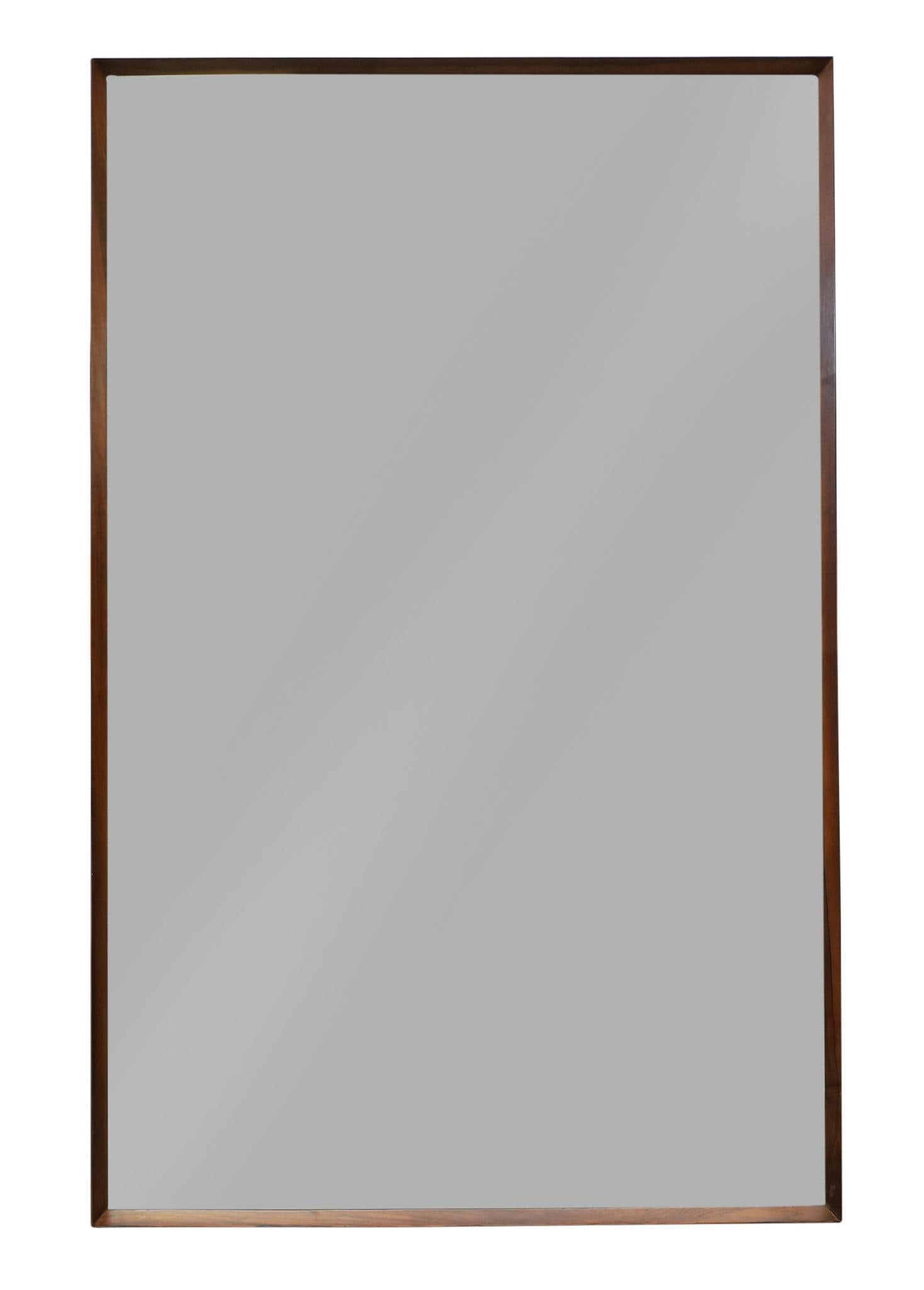 Rosewood Mirror: Large wall mirror with a rosewood frame, unmarked. 51"h x 32.5"w x 2"d