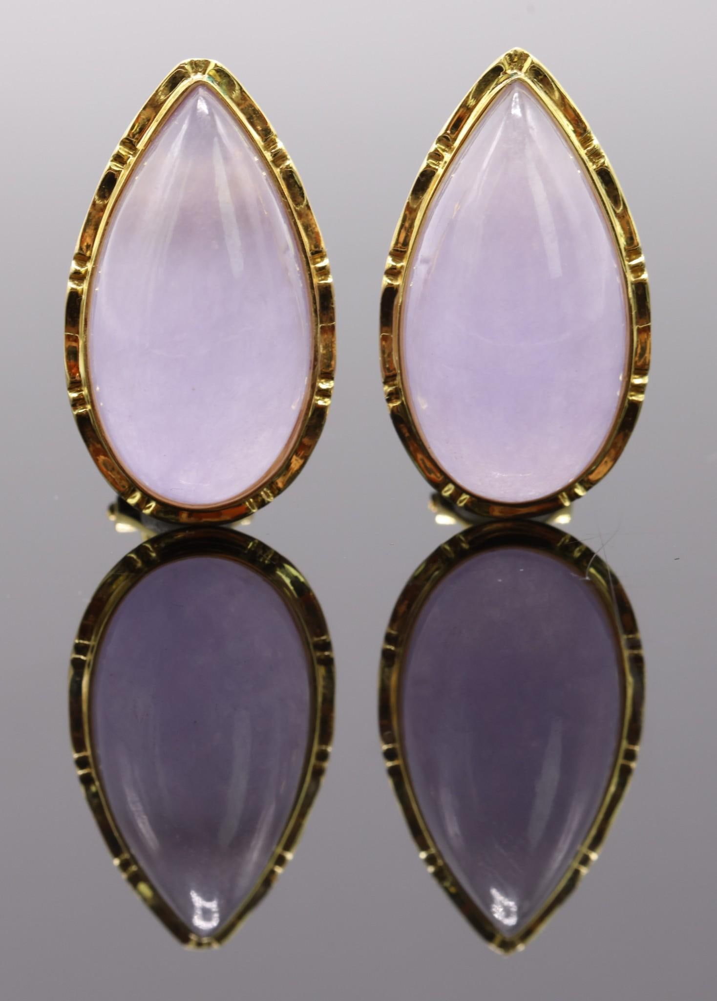 14k YG Lavender Jade Earrings (1 of 3)