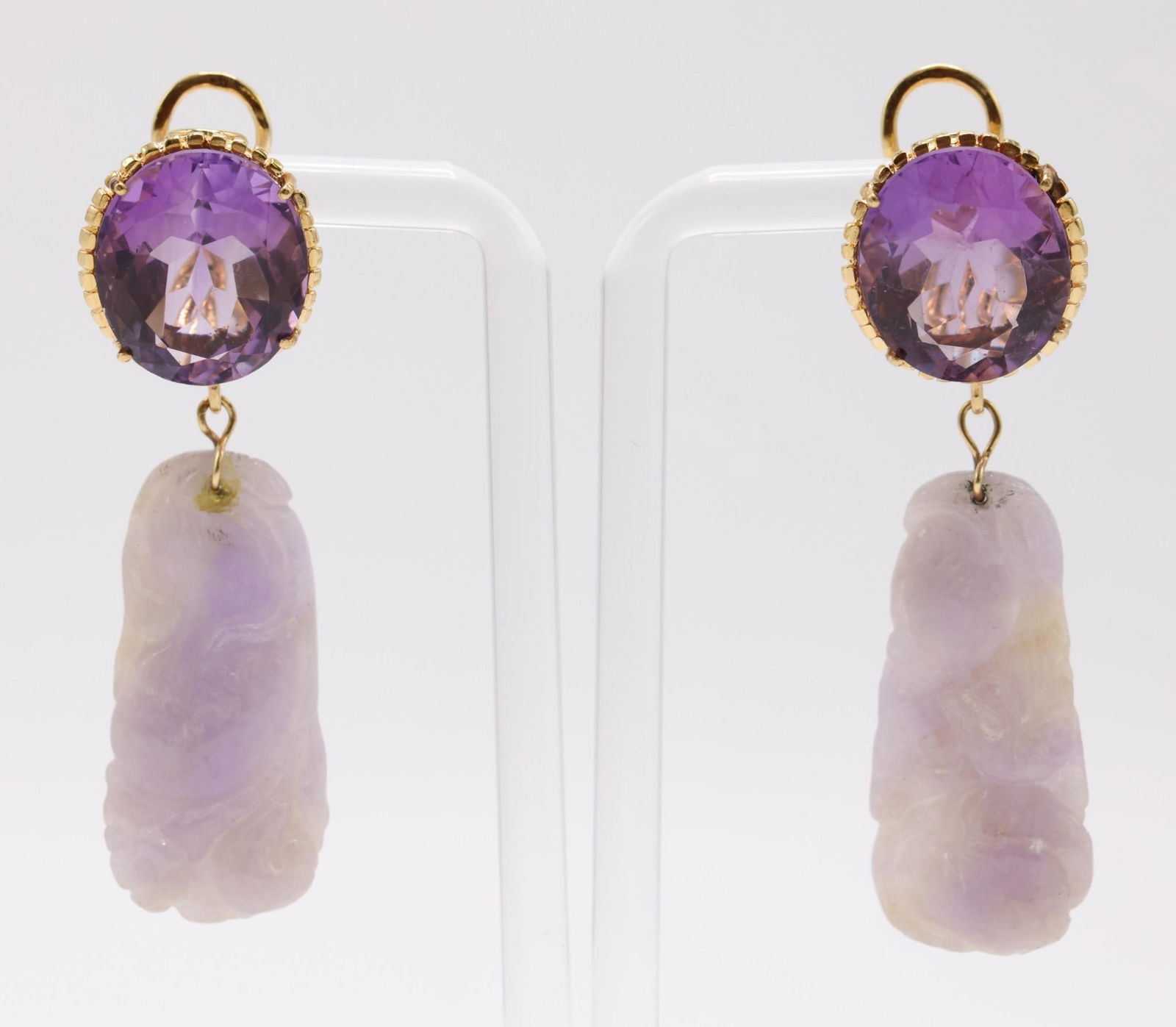 14k YG Lavender Jade Amethyst Earrings (1 of 7)