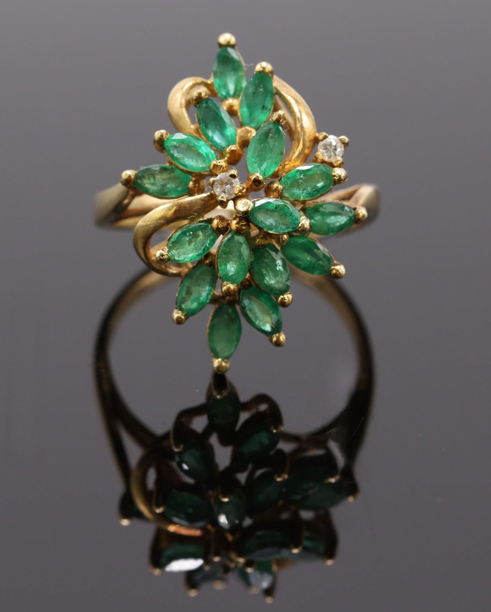 14k YG Emerald and Diamond Ring (1 of 7)