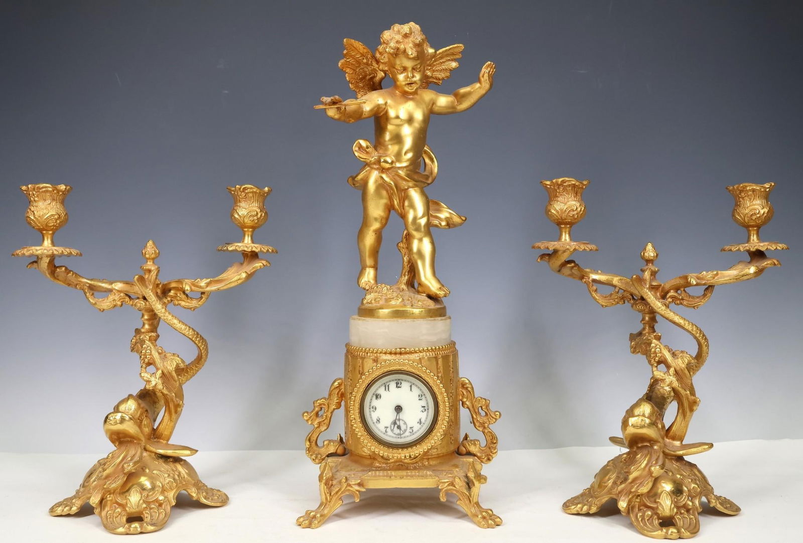 Rococo Style Gilt Clock and Garniture Set (1 of 18)