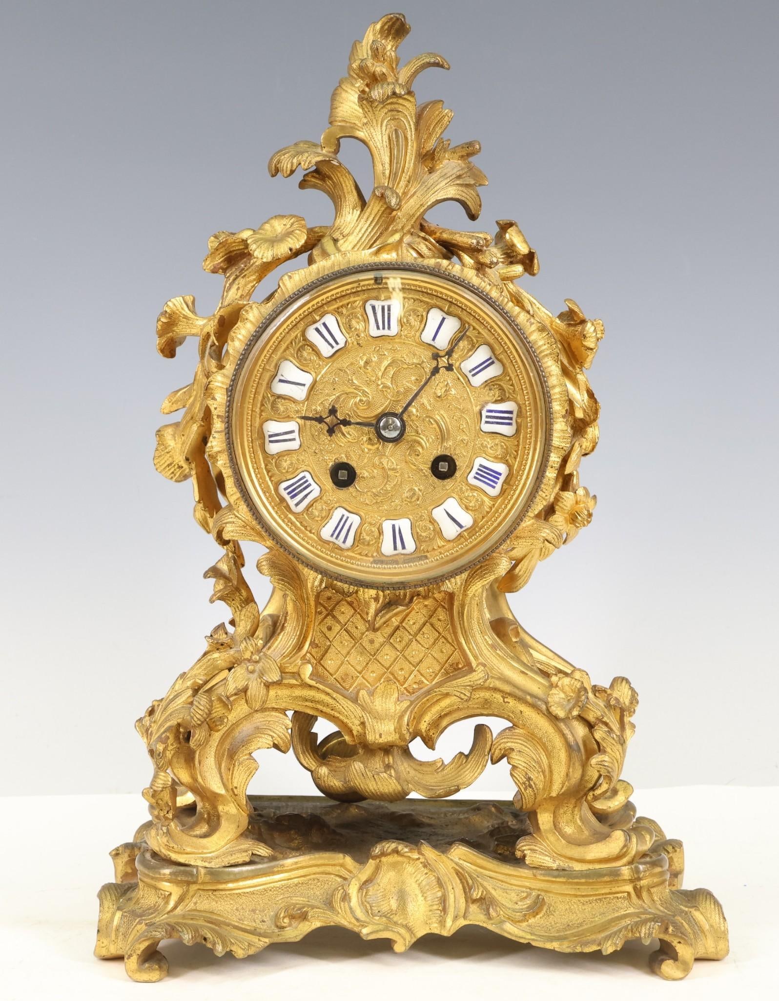 French Raingo Freres Gilt Bronze Mantel Clock (1 of 16)