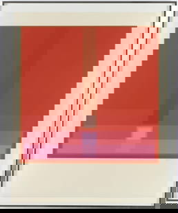 Karl Gerstner (1930/37 - 2017): Screenprint, "Untitled (Red", pencil signed and numbered 42/150. Op art geometric composition. 24.25"h x 19.5"w and 27"h x 22"w framed